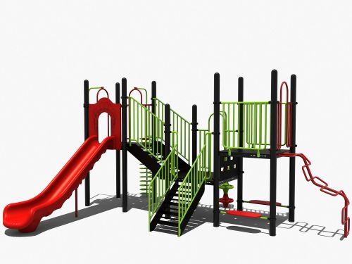 Speeltoestel met kunststof glijbaan