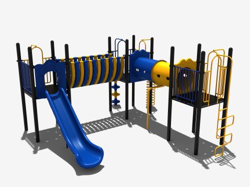 Combinatietoestel met glijbaan en kruipbuis