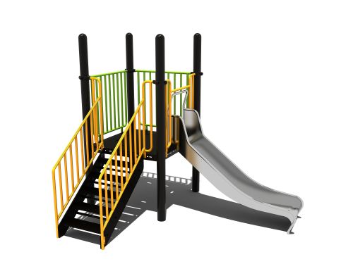 RVS glijbaan met vaste trap