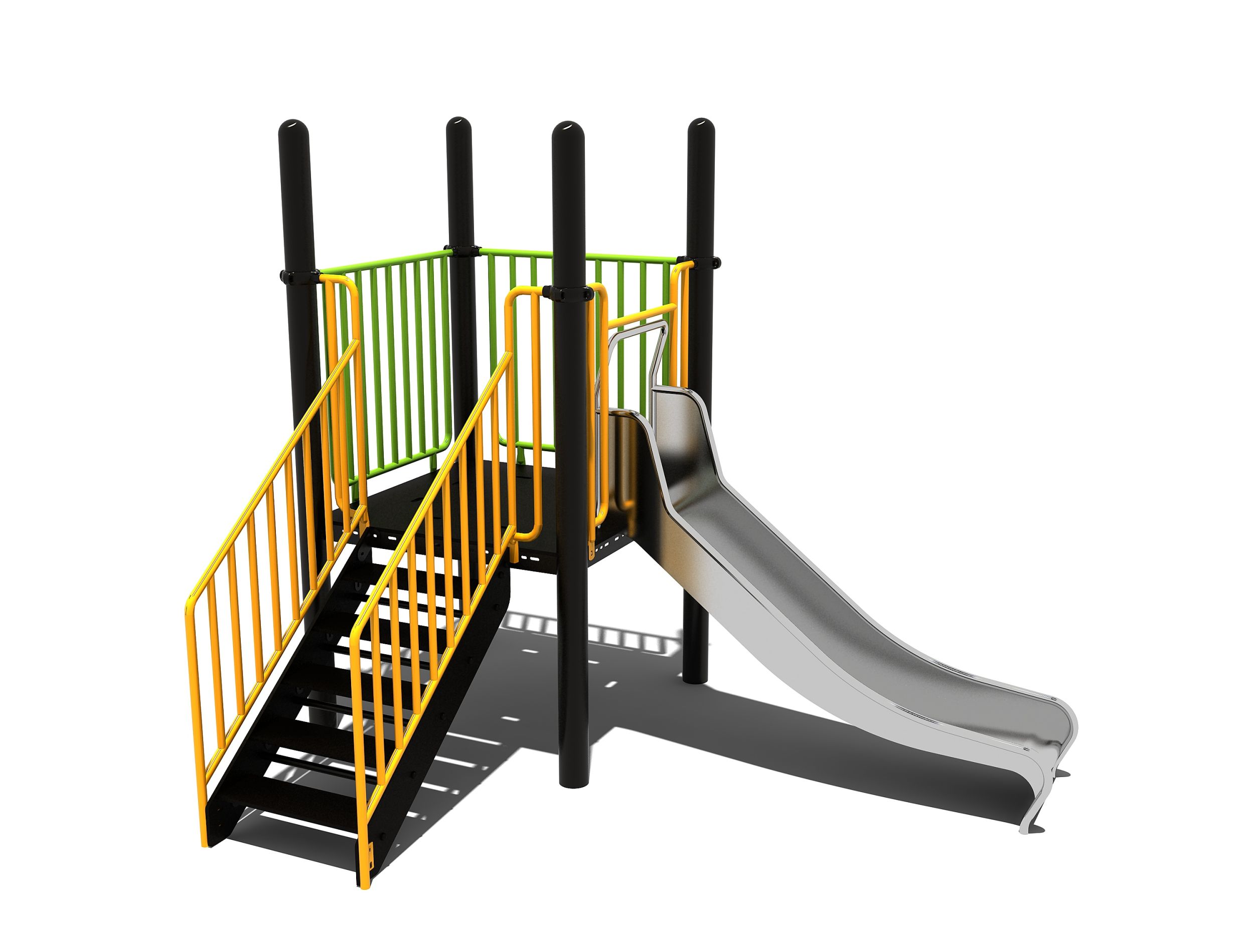 RVS glijbaan met vaste trap