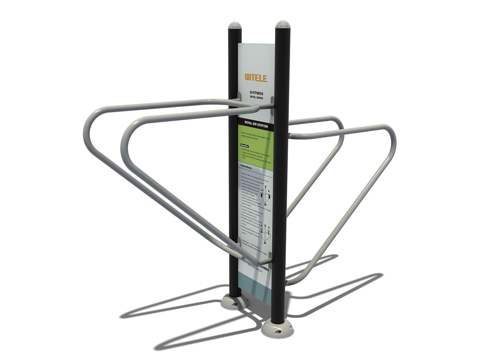 Tricep dips met instructiebord