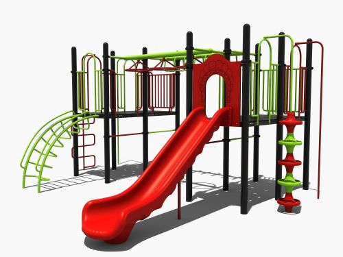 Speeltoestel met glijbaan en hangrekken