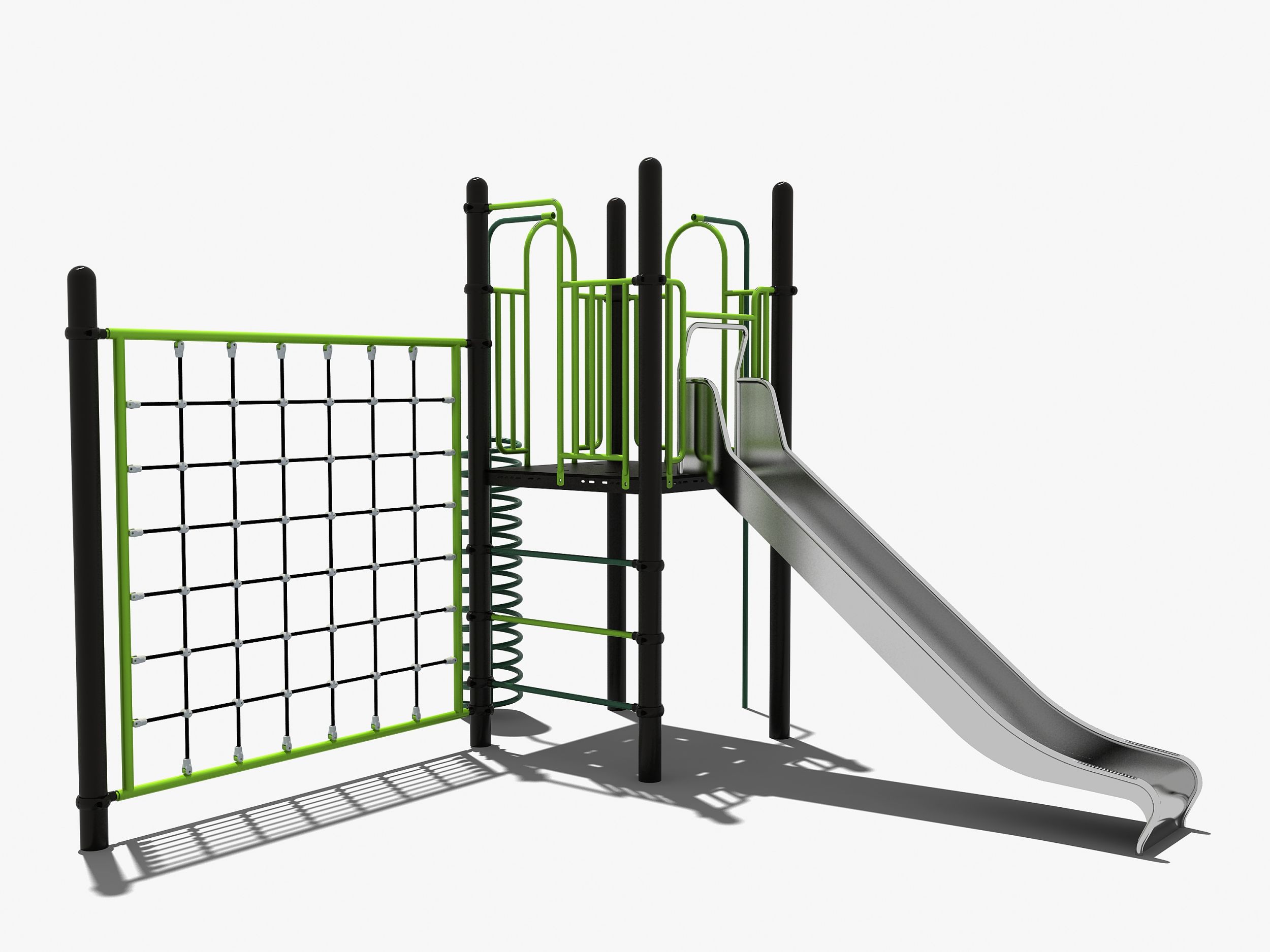 Combinatietoestel met RVS-glijbaan en klimnet