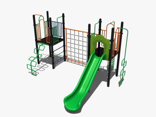 Combinatietoestel met glijbaan en klimnet