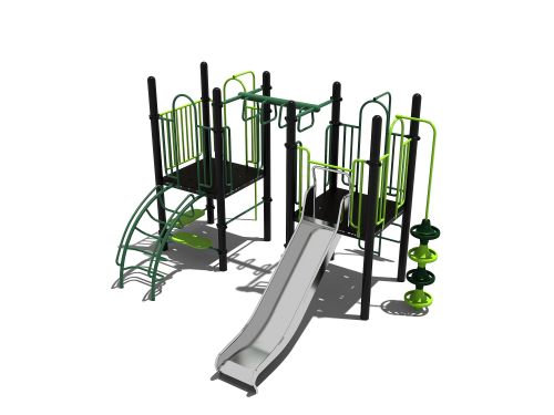 Combinatie toestel met hangrek en rvs glijbaan