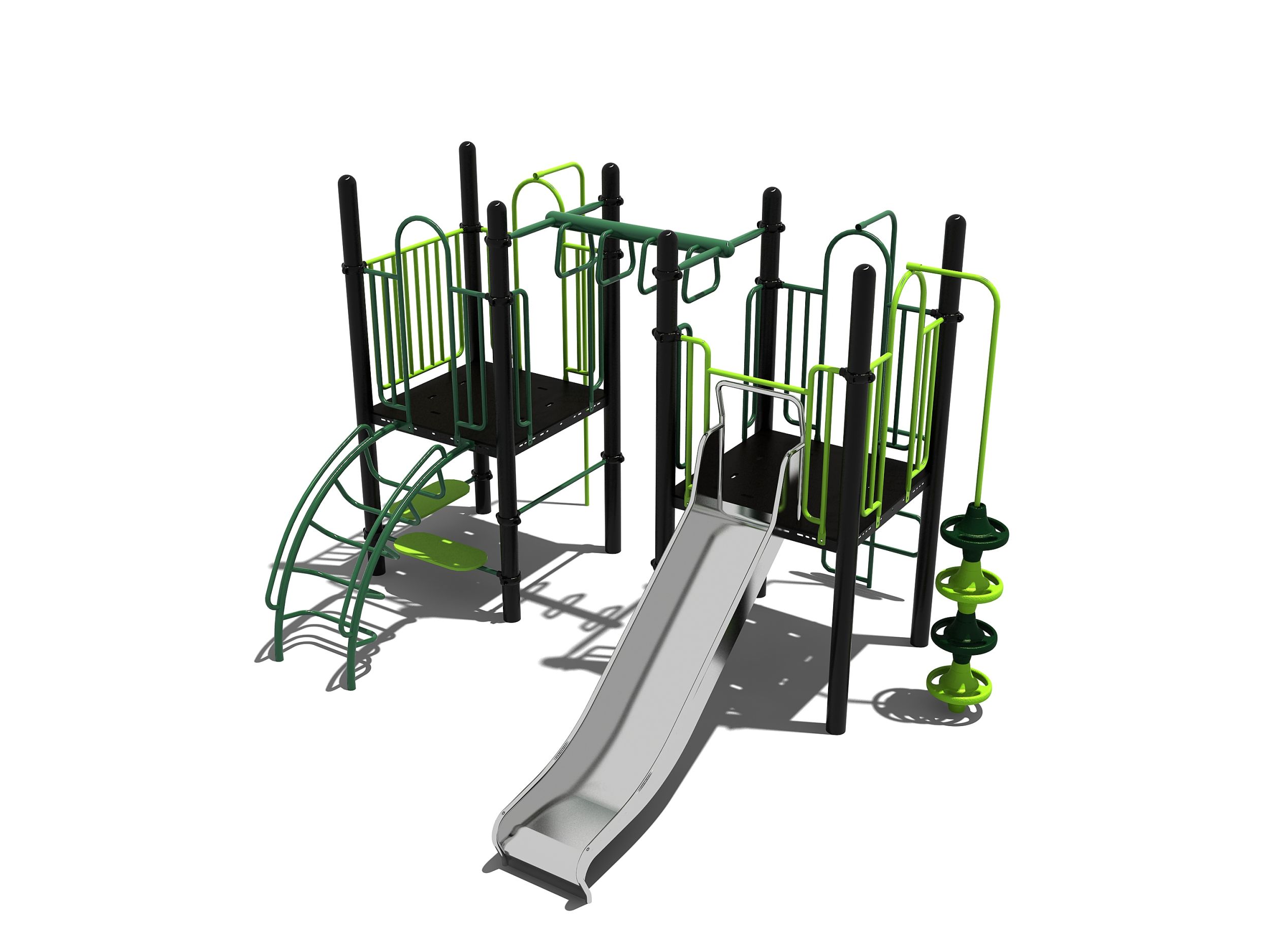 Combinatie toestel met hangrek en rvs glijbaan