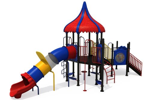 Speeltoestel met tunnel dak en glijbaan