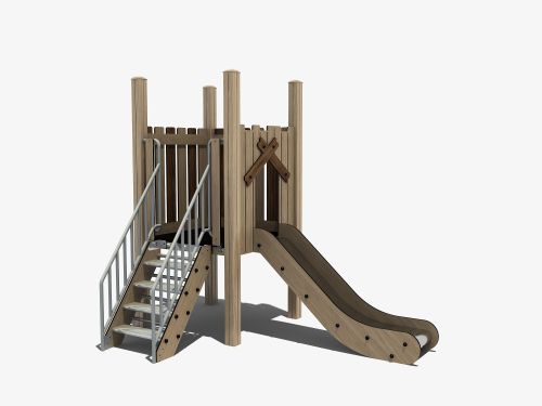 Combinatietoestel met RVS glijbaan en trap